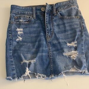 American Eagle Outfitters Blue Ripped Mini Skirt